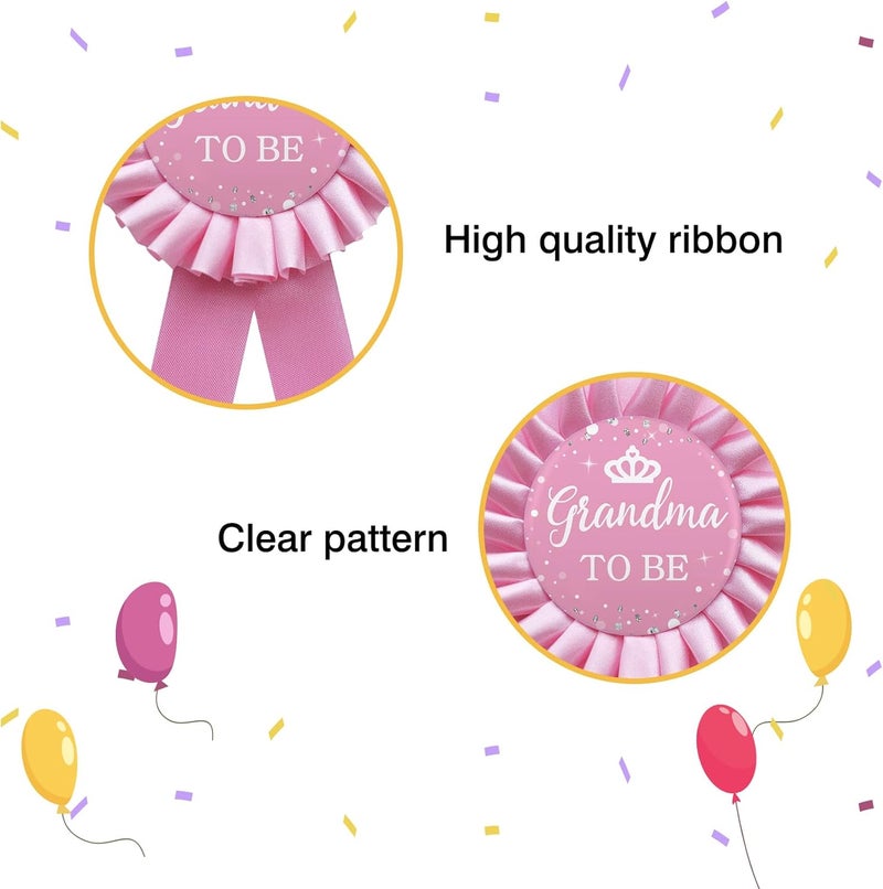 WOWOPA Grandma to Be Pin, Gender Reveals Baby Shower Tinplate Badge Pink Corsage Button Pin, New Grandma Party Gift Decorations Sign - 1Pcs - Image 3